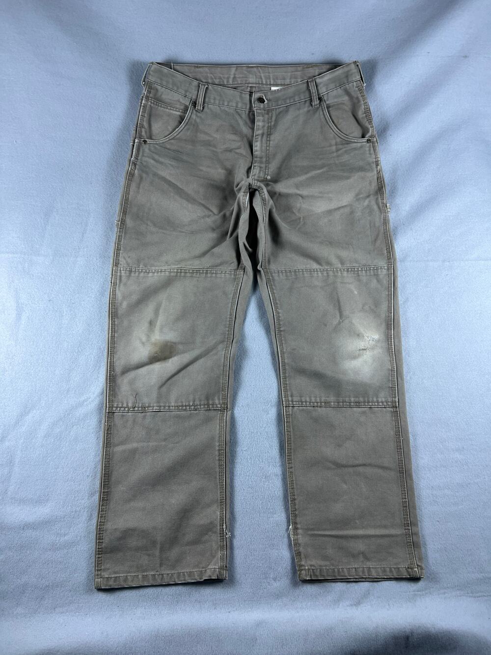 Lakin McKey Carpenter Pants Mens 38x32 Tan Double Knee Canvas Rugged Workwear